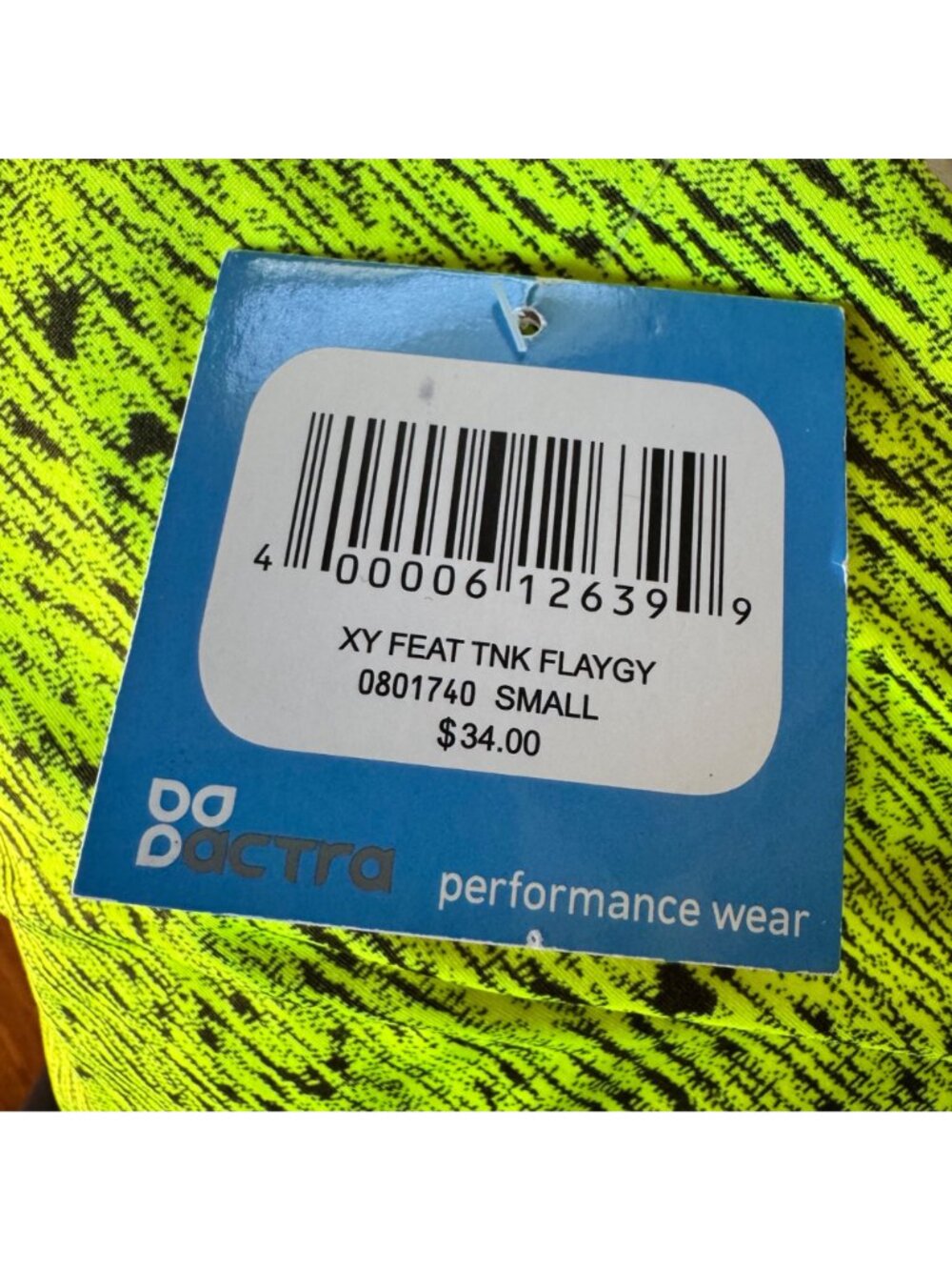 DaDactra Womens Performance Tank Top Neon Yellow/Black S Evapor Tech Activewear - Picture 3 of 16